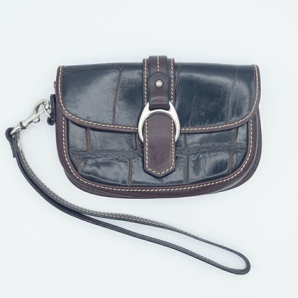 Dooney and Bourke Black/Brown Leather Wristlet